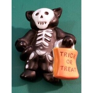 Vintage Halloween Pin Black Cat In Skeleton Costume Easter Unlimited Inc